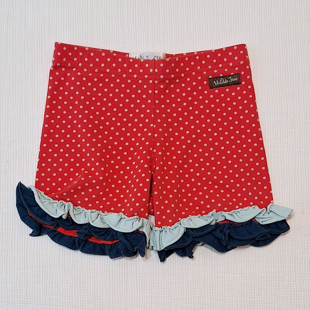 Matilda Jane Red Polka Dot Kids Shorts with Ruffle Hem